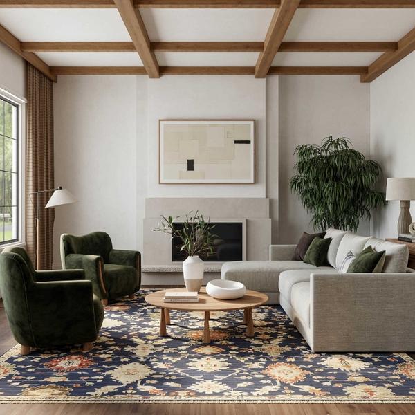 Nourison Antique Bloom Navy Indoor Only Persian Rug ANB01