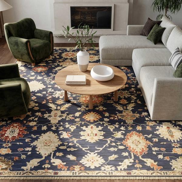 nourison Antique Bloom Navy Indoor only Persian Rug ANB01