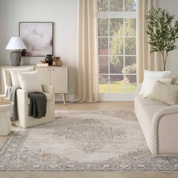 Nourison Antique Fusion Ivory Charcoal Indoor Only Persian Rug ANF01