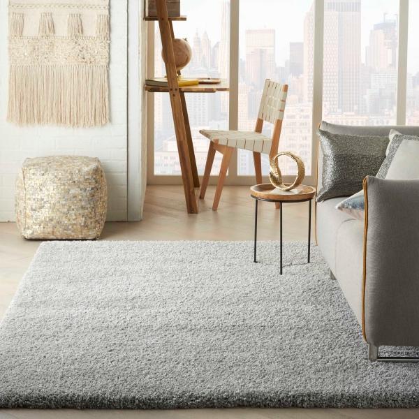 Nourison Ashland Plush Shag Silver Grey Rug ASL02 Home
