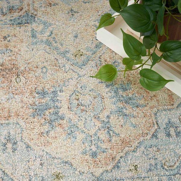 Nourison Astra Machine Washable Beige Blue Indoor Only Persian Rug ASW12 Home
