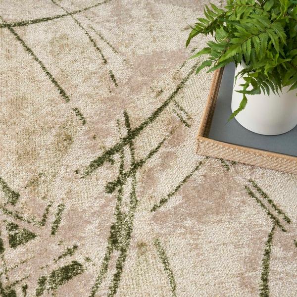 Nourison Astra Machine Washable Beige Green Indoor Only Abstract Rug ASW14