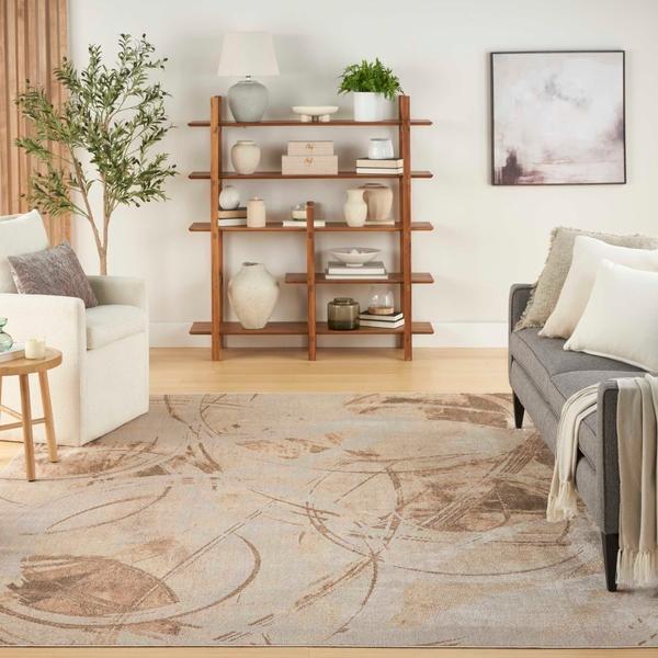 Nourison Astra Machine Washable Beige Indoor Only Abstract Rug ASW14
