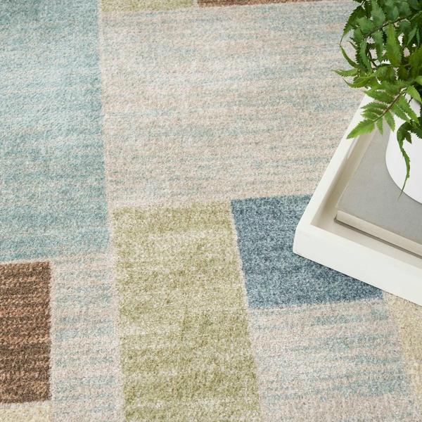 Nourison Astra Machine Washable Blue Green Multi Indoor Only Geometric Rug ASW09 Home