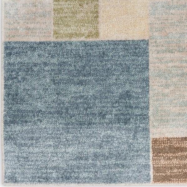 nourison Astra Machine Washable Blue Green Multi Indoor only Geometric Rug ASW09 Home