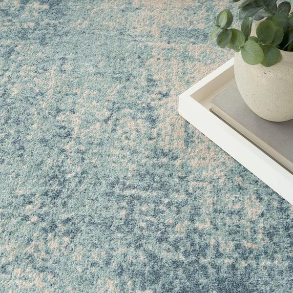 Nourison Astra Machine Washable Blue Ivory Indoor Only Abstract Rug ASW07 Home