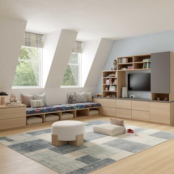 Nourison Astra Machine Washable Blue Ivory Indoor Only Geometric Rug ASW09 Home