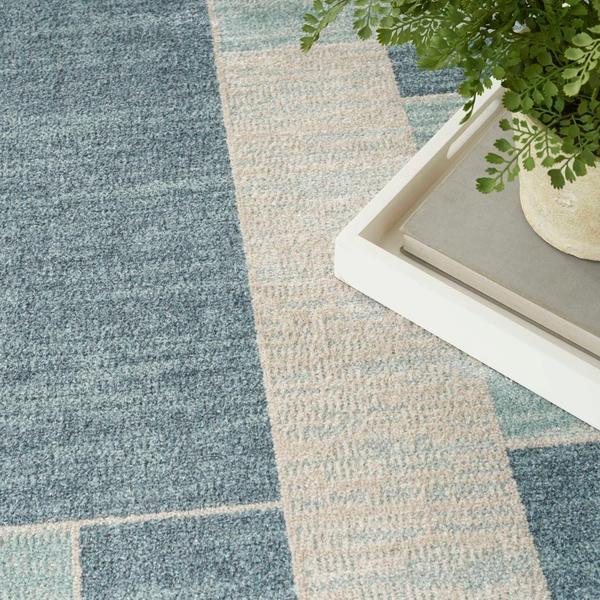 Nourison Astra Machine Washable Blue Ivory Indoor Only Geometric Rug ASW09 Home