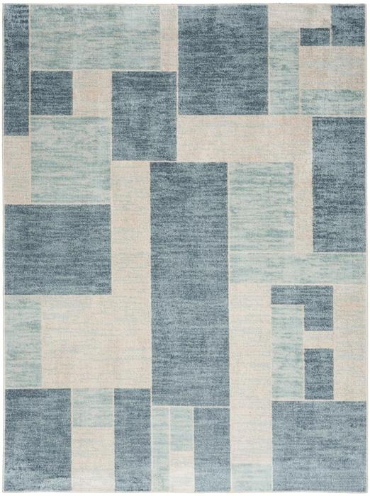 Nourison Astra Machine Washable Blue Ivory Indoor Only Geometric Rug ASW09 Home