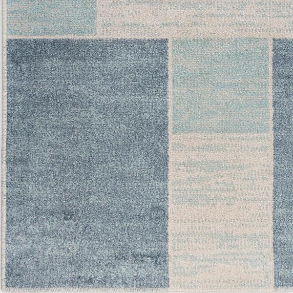nourison Astra Machine Washable Blue Ivory Indoor only Geometric Rug ASW09 Home