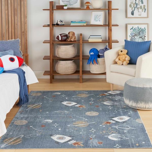 Nourison Astra Machine Washable Blue Multicolor Indoor Only Graphic Rug ASW18