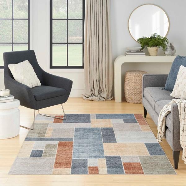 Nourison Astra Machine Washable Color Block Multicolored Rug ASW09 Home