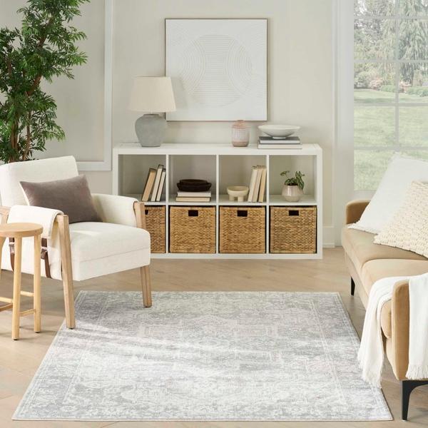 Nourison Astra Machine Washable Grey Indoor Only Persian Rug ASW12