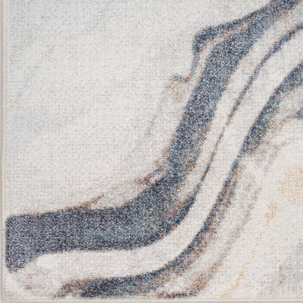 Nourison Astra Machine Washable Ivory Blue Indoor Only Abstract Rug ASW15