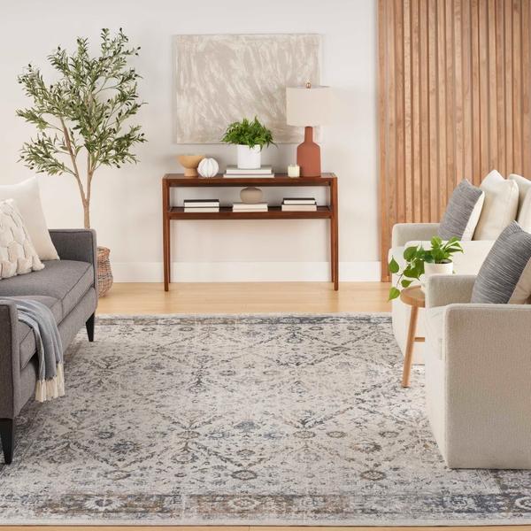 Nourison Astra Machine Washable Ivory Blue Indoor Only Persian Rug ASW16