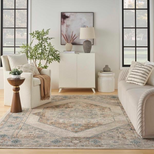 Nourison Astra Machine Washable Ivory Blue Indoor Only Persian Rug ASW13 Home