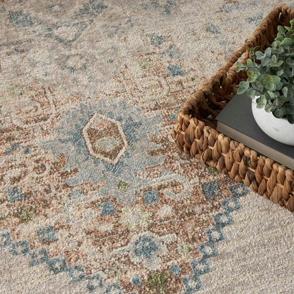Nourison Astra Machine Washable Ivory Blue Indoor Only Persian Rug ASW13 Home