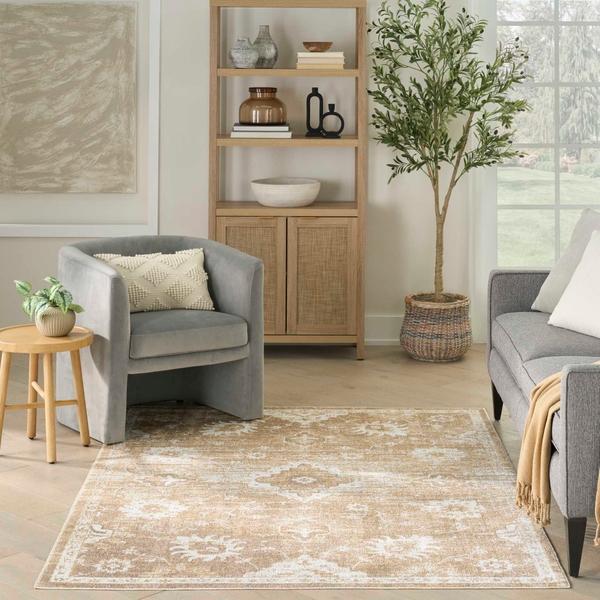 Nourison Astra Machine Washable Ivory Gold Indoor Only Persian Rug ASW19