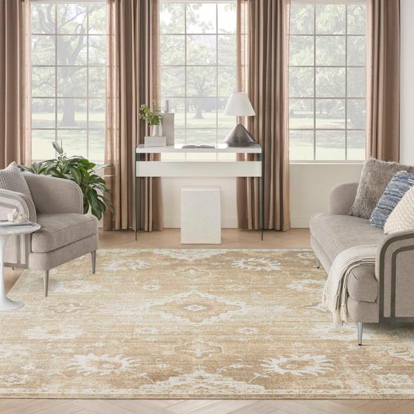 nourison Astra Machine Washable Ivory Gold Indoor only Persian Rug ASW19