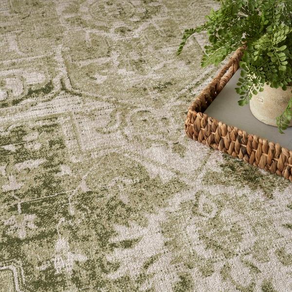 Nourison Astra Machine Washable Ivory Green Indoor Only Persian Rug ASW12 Home