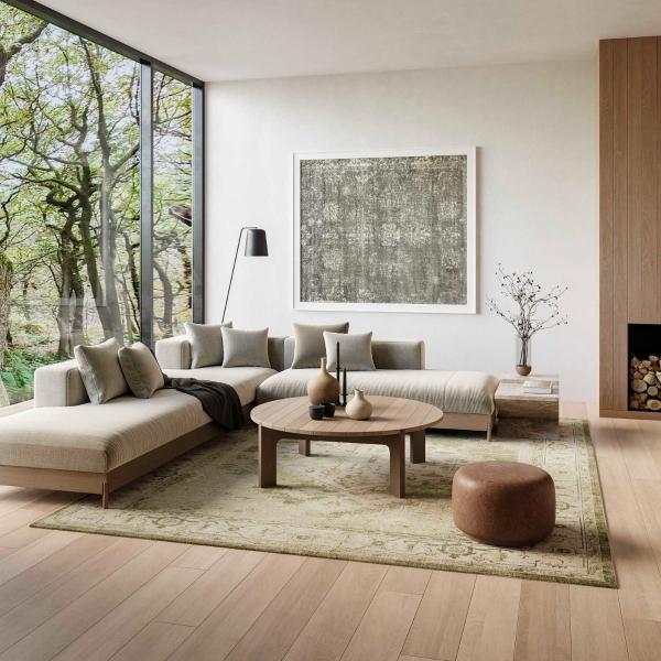 Nourison Astra Machine Washable Ivory Green Indoor Only Persian Rug ASW11 Home