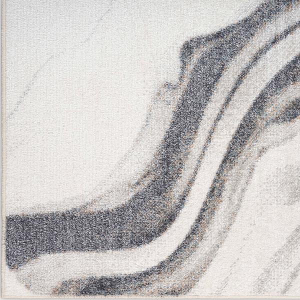 nourison Astra Machine Washable Ivory Grey Indoor only Abstract Rug ASW15