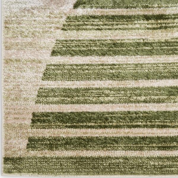 nourison Astra Machine Washable Ivory Olive Indoor only Geometric Rug ASW03
