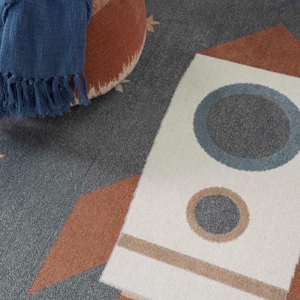 Nourison Astra Machine Washable Kids Rocket Blue Rug ASW06 Home