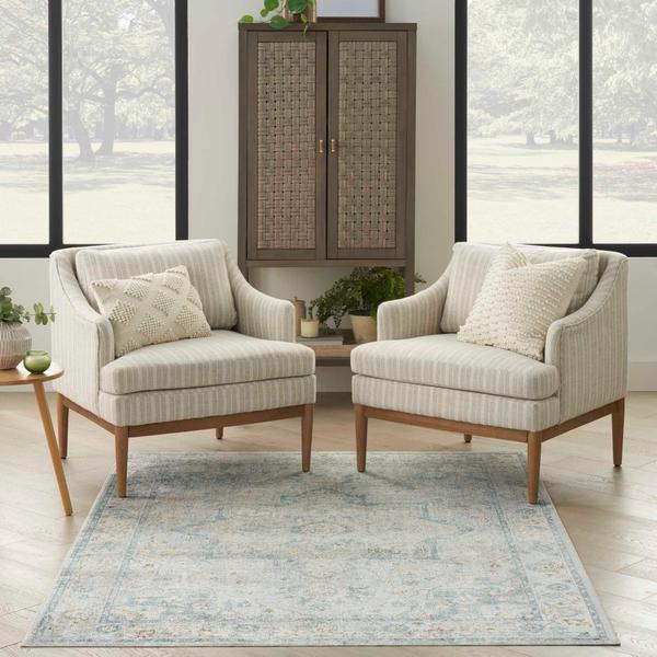 Nourison Astra Machine Washable Light Blue Indoor Only Persian Rug ASW12 Home