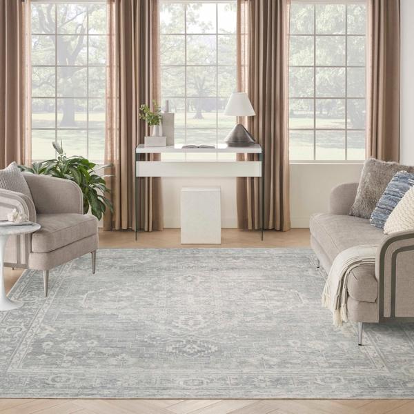 nourison Astra Machine Washable Light Grey Indoor only Persian Rug ASW11