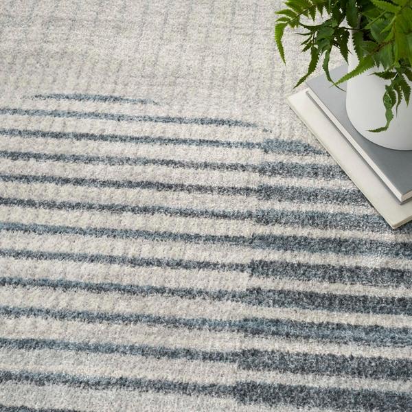 Nourison Astra Machine Washable Mid-Century Modern Grey/Blue Rug ASW03 Home