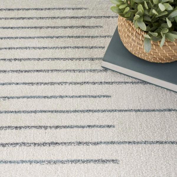Nourison Astra Machine Washable Mid-Century Modern Grey/Blue Rug ASW04 Home