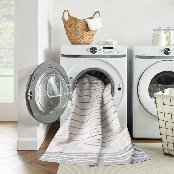 Nourison Astra Machine Washable Mid-Century Modern Grey/Blue Rug ASW04 Home