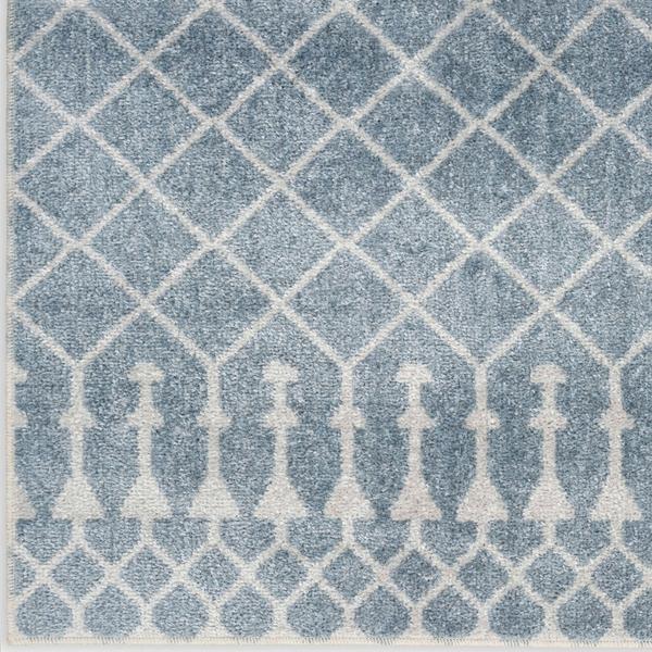 nourison Astra Machine Washable Moroccan Boho Trellis Blue Rug ASW10 Home
