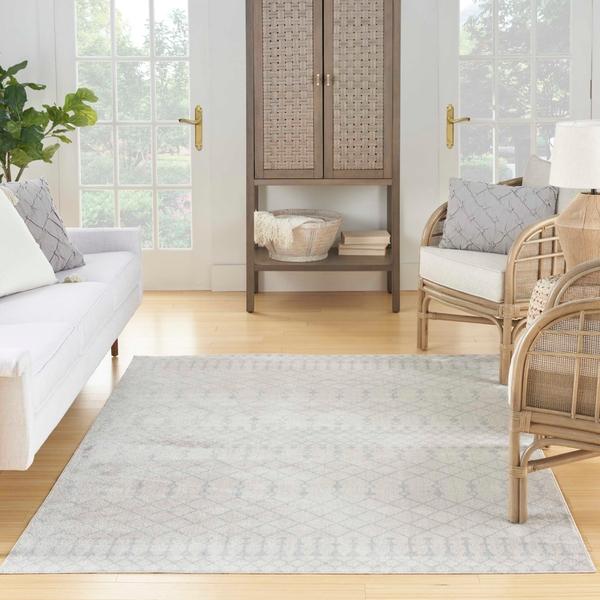 Nourison Astra Machine Washable Moroccan Boho Trellis Ivory Rug ASW10 Home