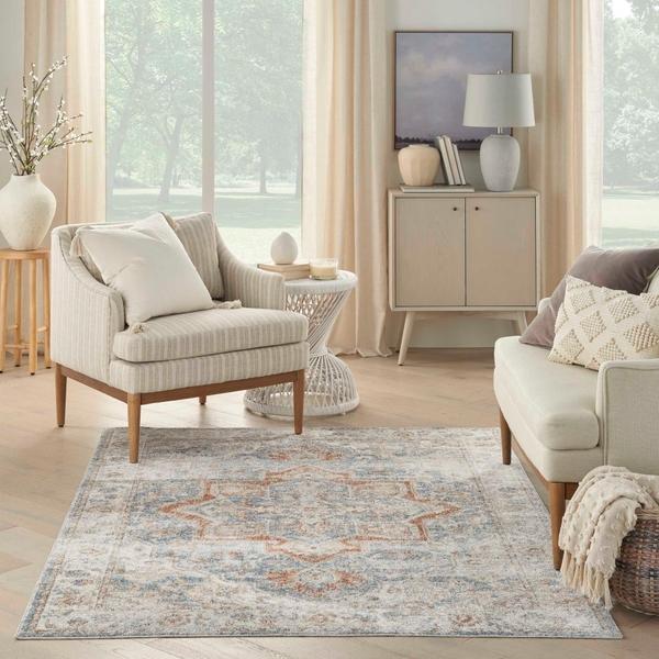 Nourison Astra Machine Washable Persian Floral Blue/Multicolored Rug ASW12 Home