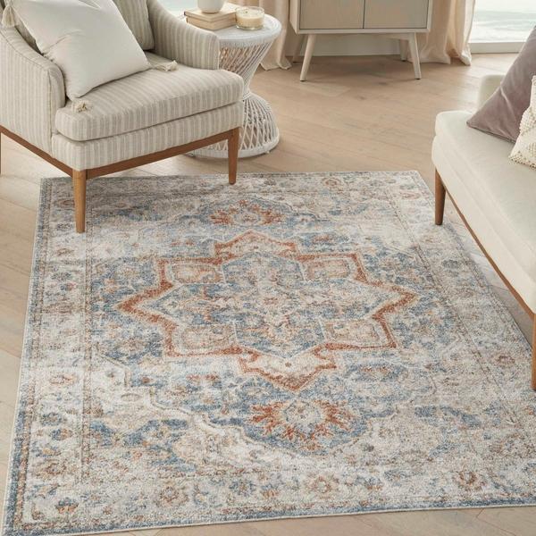 Nourison Astra Machine Washable Persian Floral Blue/Multicolored Rug ASW12 Home