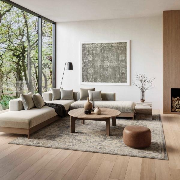 Nourison Astra Machine Washable Persian Floral Grey/Multicolored Rug ASW12 Home