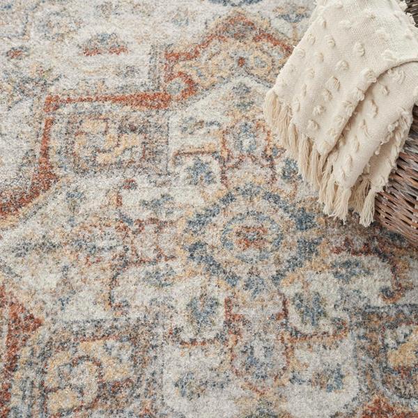 Nourison Astra Machine Washable Persian Floral Grey/Multicolored Rug ASW12 Home