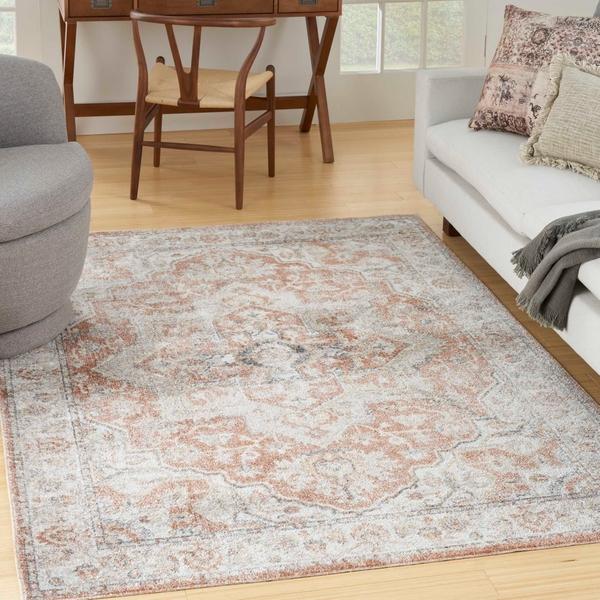 Nourison Astra Machine Washable Persian Floral Orange/Multicolored Rug ASW12 Home