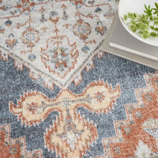Nourison Astra Machine Washable Persian Medallion Blue/Multicolored Rug ASW11 Home