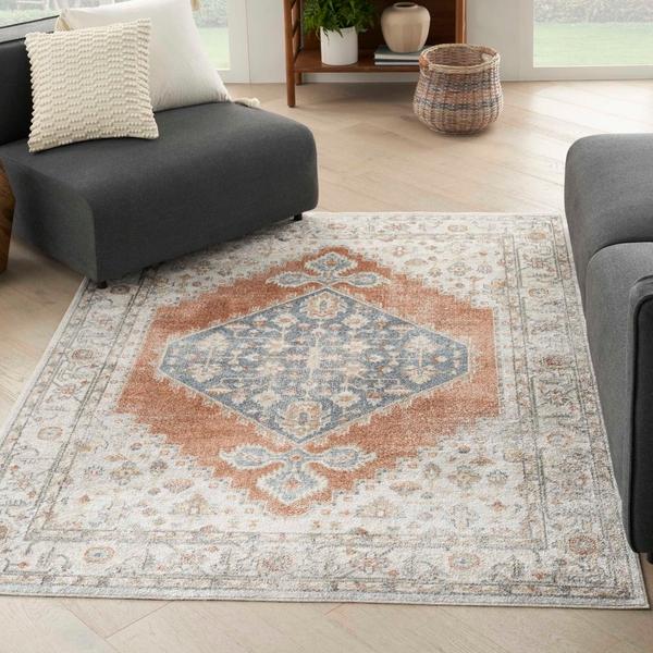 Nourison Astra Machine Washable Persian Medallion Grey/Multicolored Rug ASW11 Home