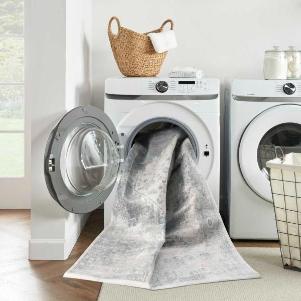 Nourison Astra Machine Washable Persian Medallion Ivory/Blue Rug ASW11 Home