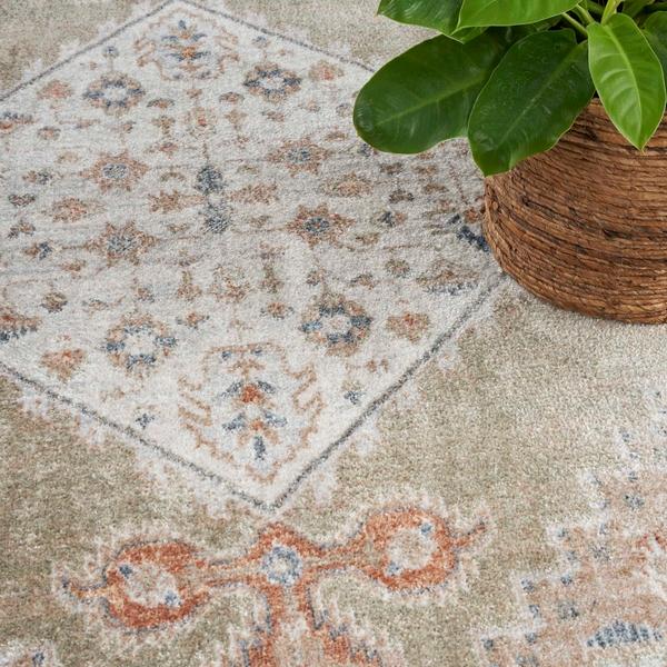 Nourison Astra Machine Washable Persian Medallion Sage/Multicolored Rug ASW11 Home