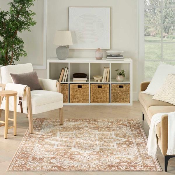 Nourison Astra Machine Washable Rust Indoor Only Persian Rug ASW12