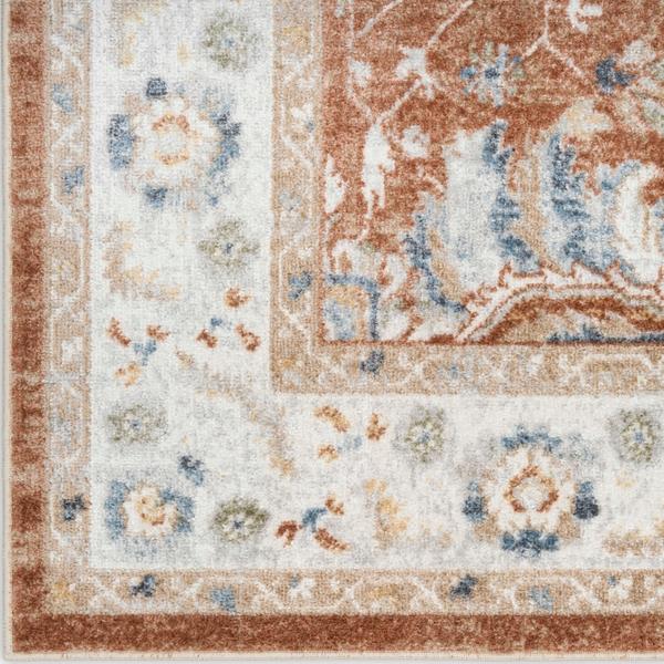nourison Astra Machine Washable Rust Ivory Indoor only Persian Rug ASW20