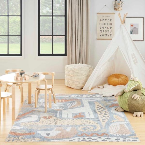 Nourison Astra Machine Washable Safari Kids Multicolored Rug ASW01 Home