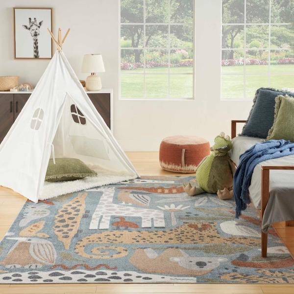 Nourison Astra Machine Washable Safari Kids Multicolored Rug ASW01 Home
