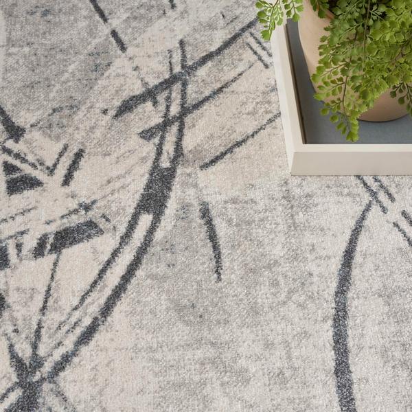 Nourison Astra Machine Washable Silver Blue Indoor Only Abstract Rug ASW14