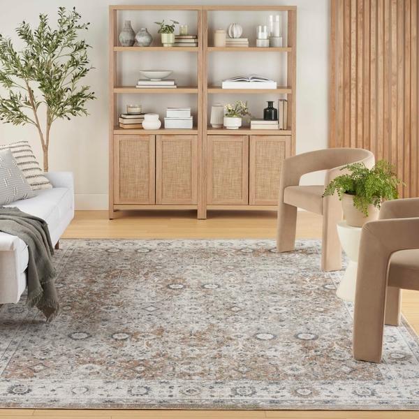 Nourison Astra Machine Washable Silver Taupe Indoor Only Persian Rug ASW16